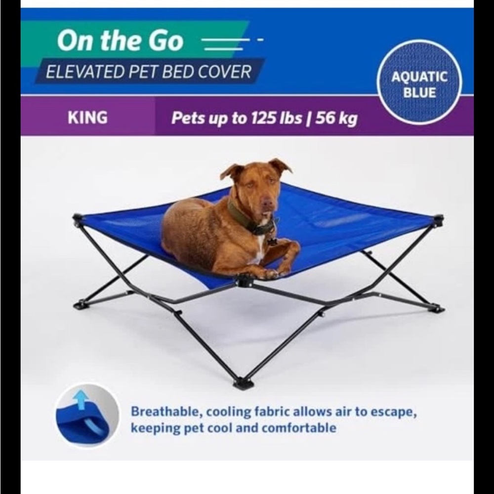 Blue Elevated Pet Bed Cover large